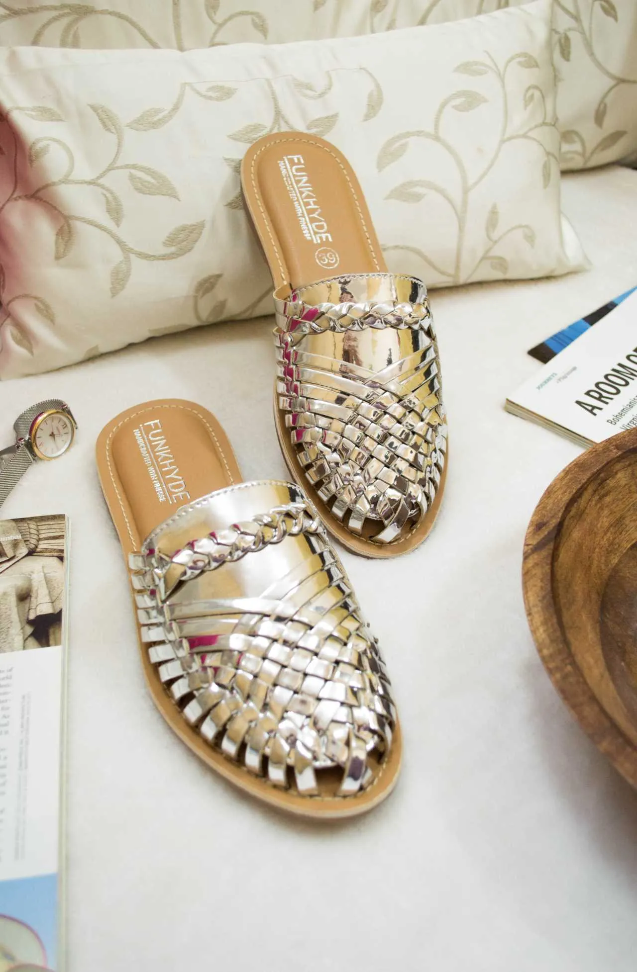 Amurra Silver Huarache Mules