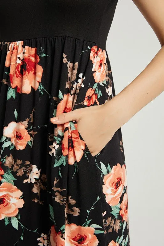 Annva USA Womens Summer Casual Floral Maxi Dress With Pocket