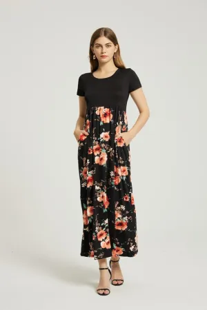 Annva USA Womens Summer Casual Floral Maxi Dress With Pocket