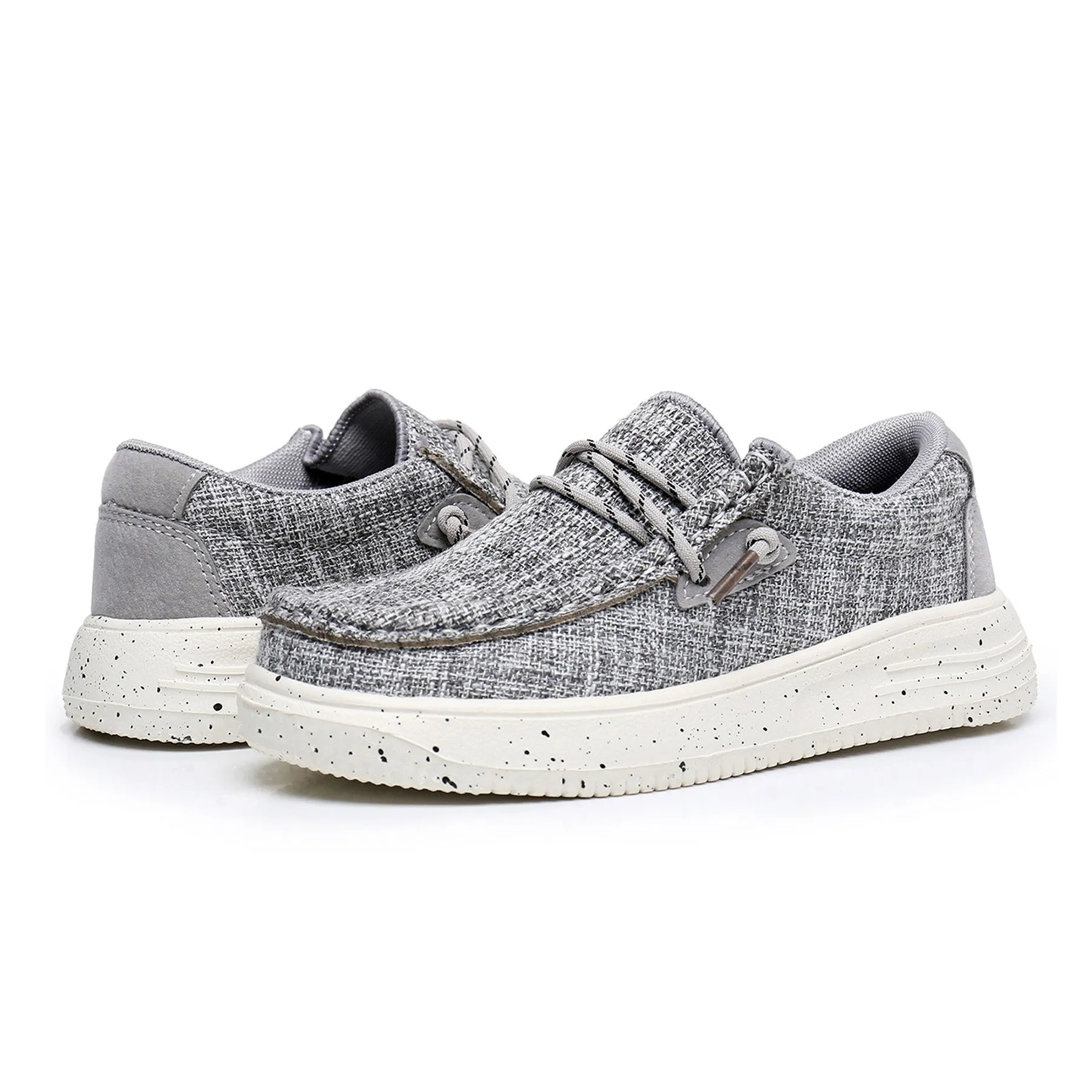Apakowa Kids Boys Girls Loafers Slip-On Casual Walking Shoes-APA-XFQ325-Grey