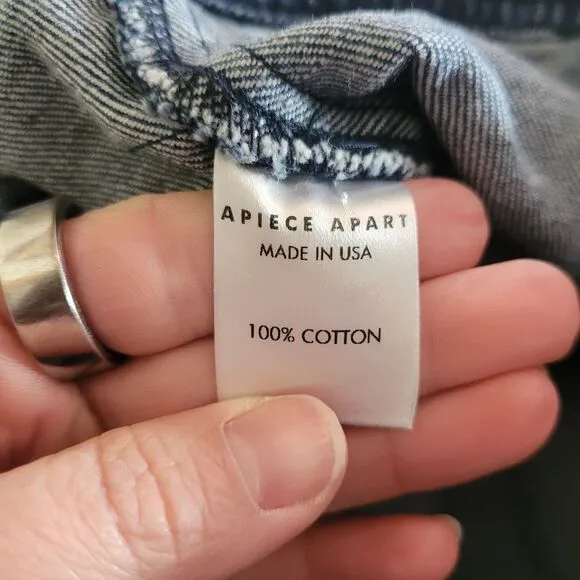 Apiece Apart High Waisted Denim Shorts Women's Size 6 Blue Button Fly Beach