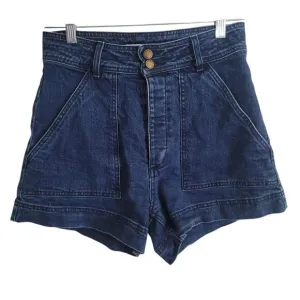Apiece Apart High Waisted Denim Shorts Women's Size 6 Blue Button Fly Beach