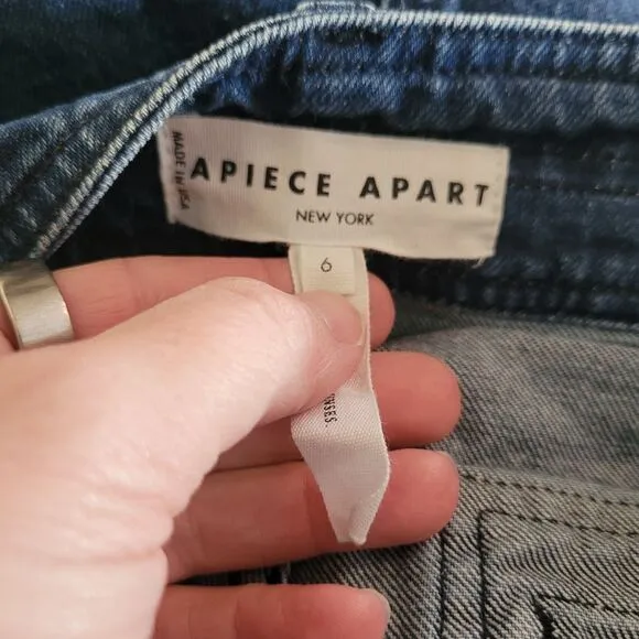 Apiece Apart High Waisted Denim Shorts Women's Size 6 Blue Button Fly Beach