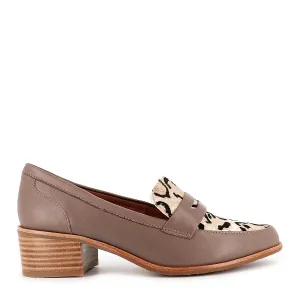 ARIANA - TAUPE LEATHER/LEOPARD MIX