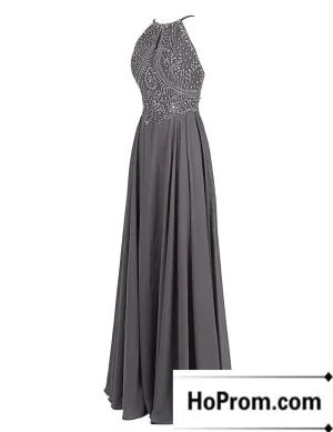 Backless Beaded A-Line Sleeveless Prom Dress Evening Dresses