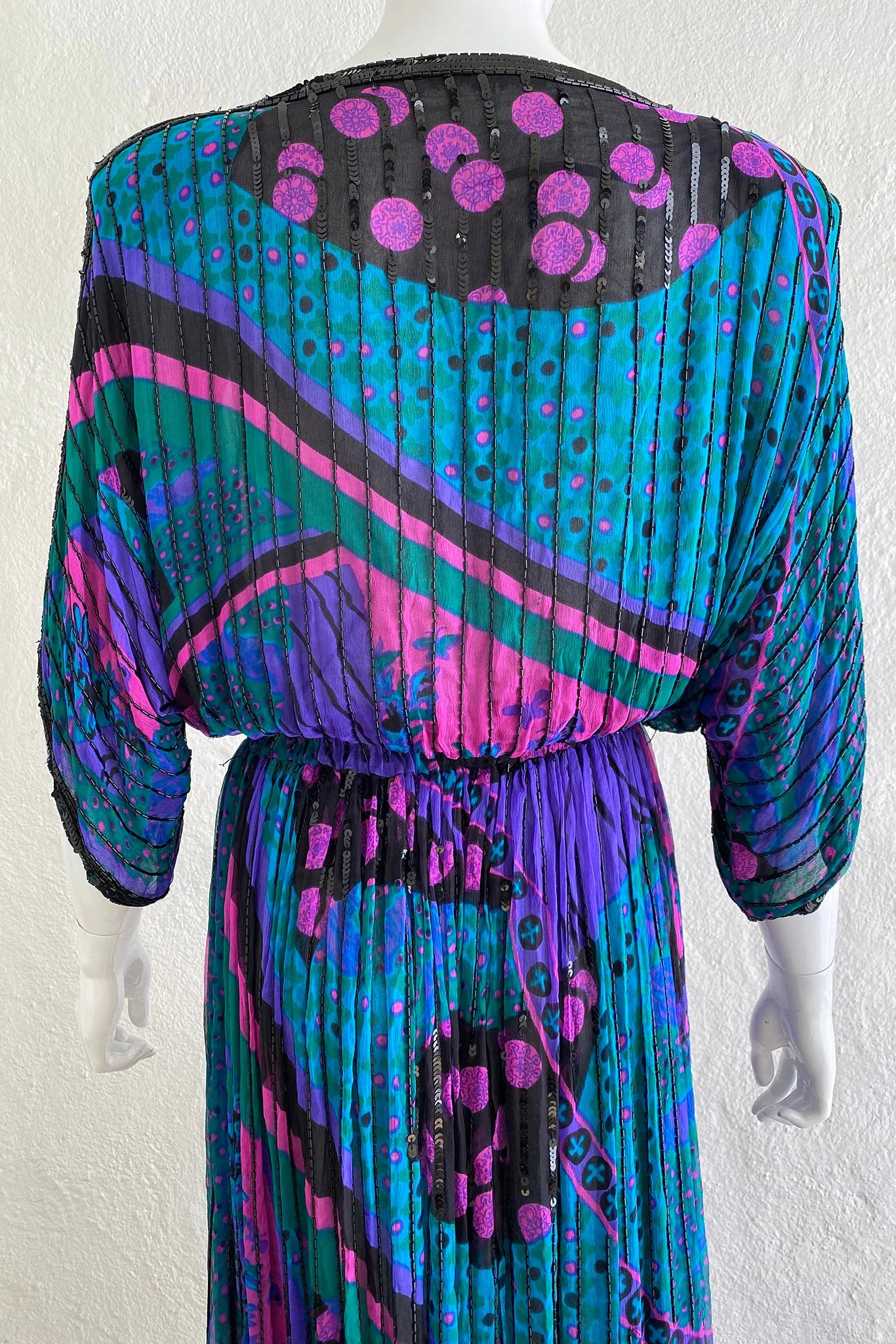 Beaded Bateau Print Dress