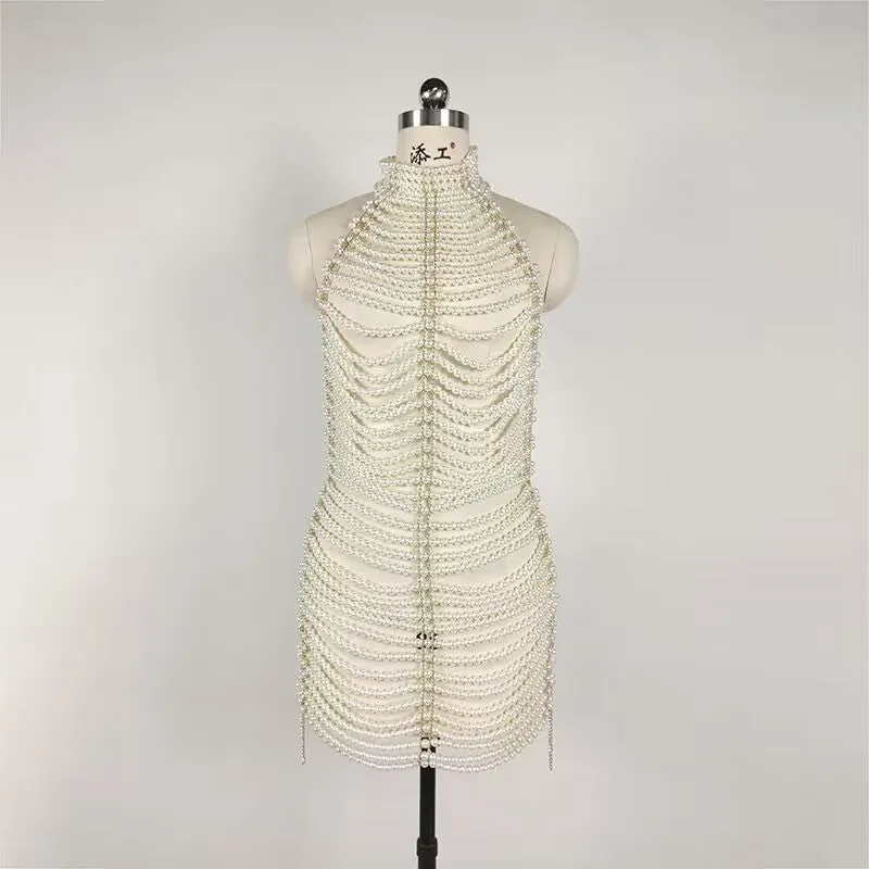 Beaded Halter Party Dress