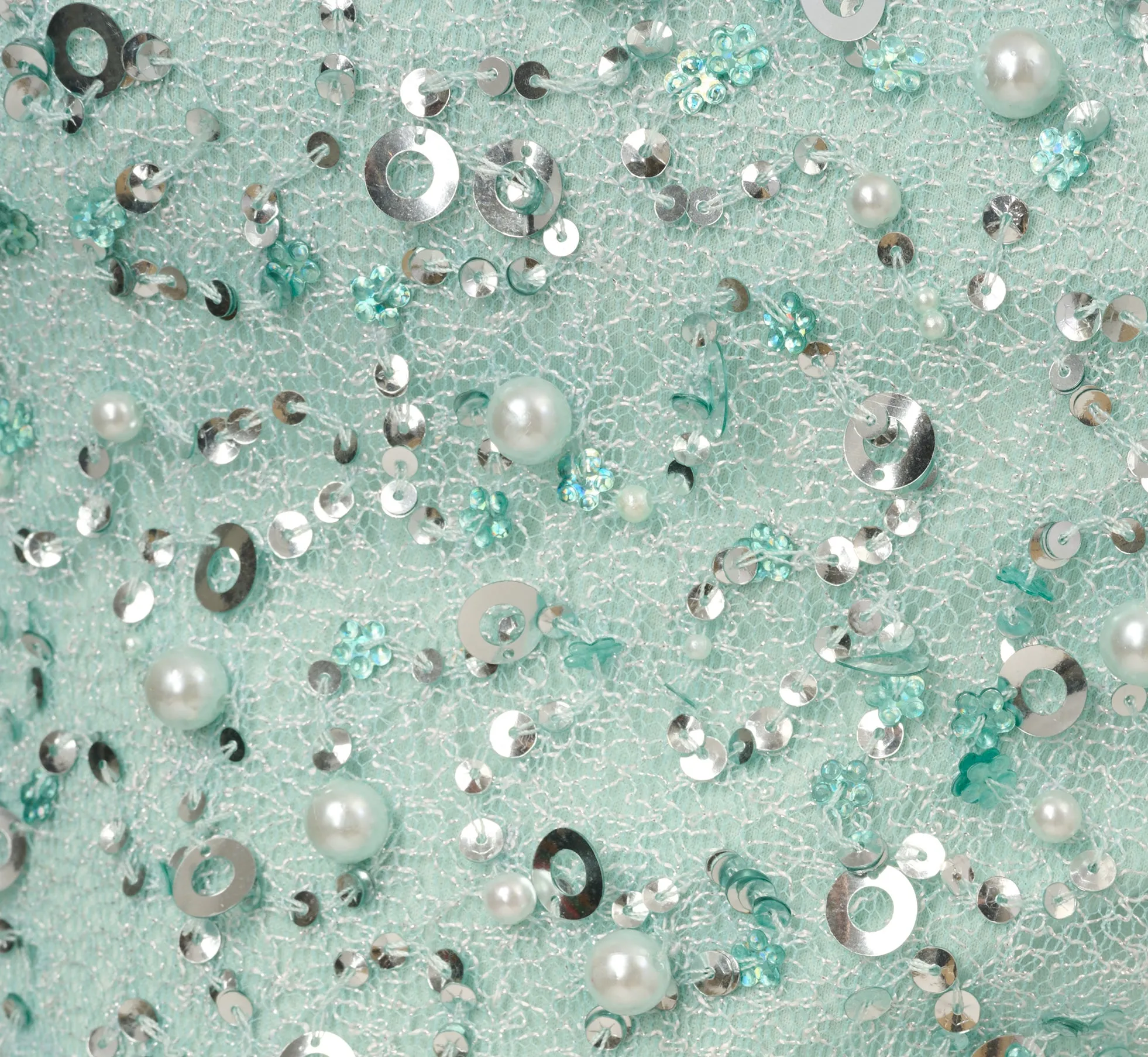 Beaded Halter Swing Dress With Mock Neck In Fresh Mint