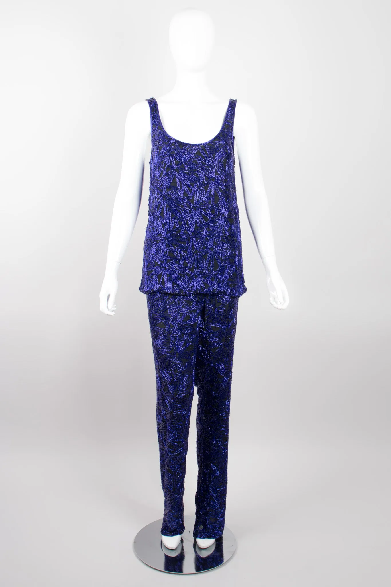 Beaded Silk Tank & Pant Set
