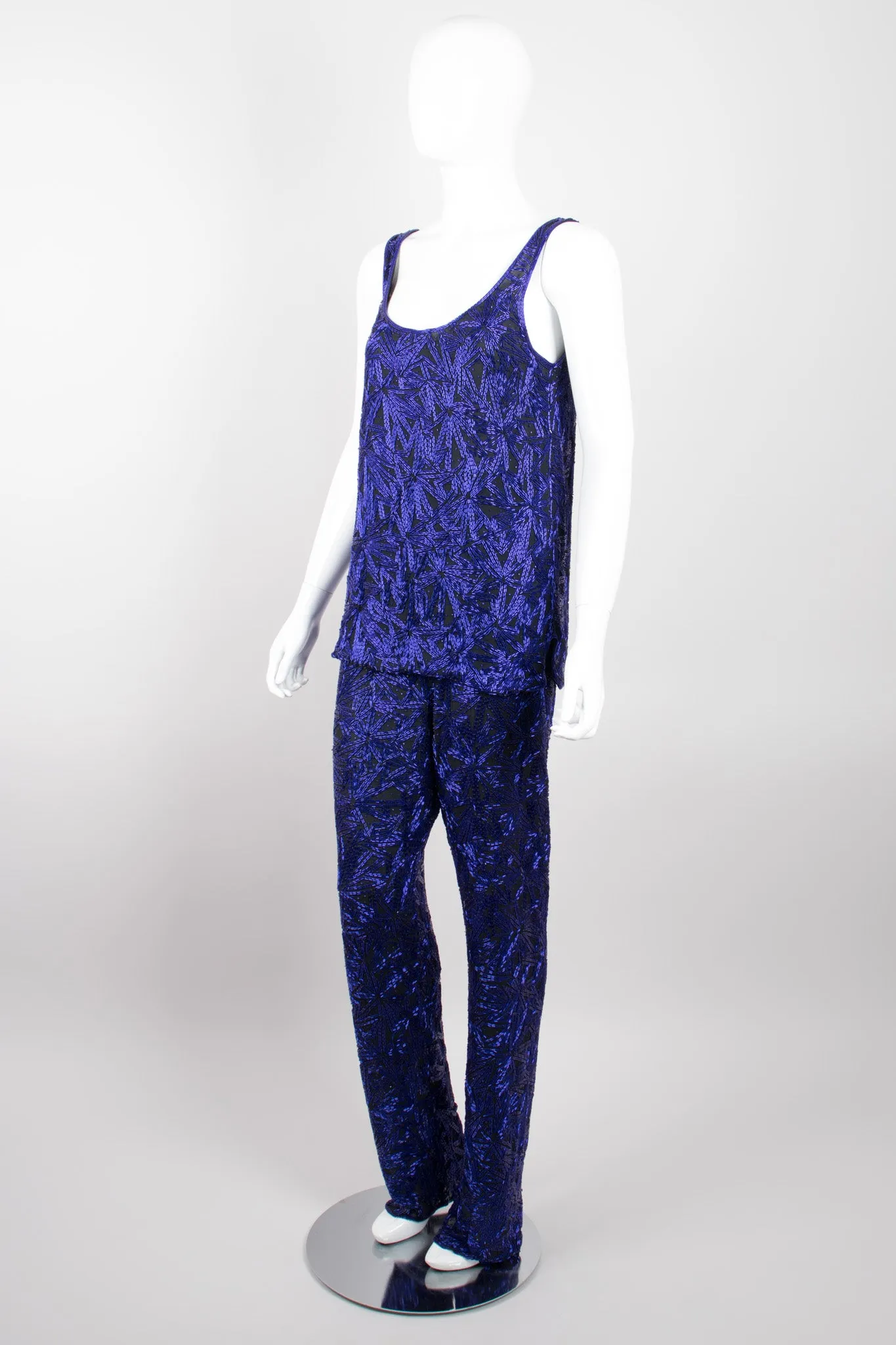 Beaded Silk Tank & Pant Set