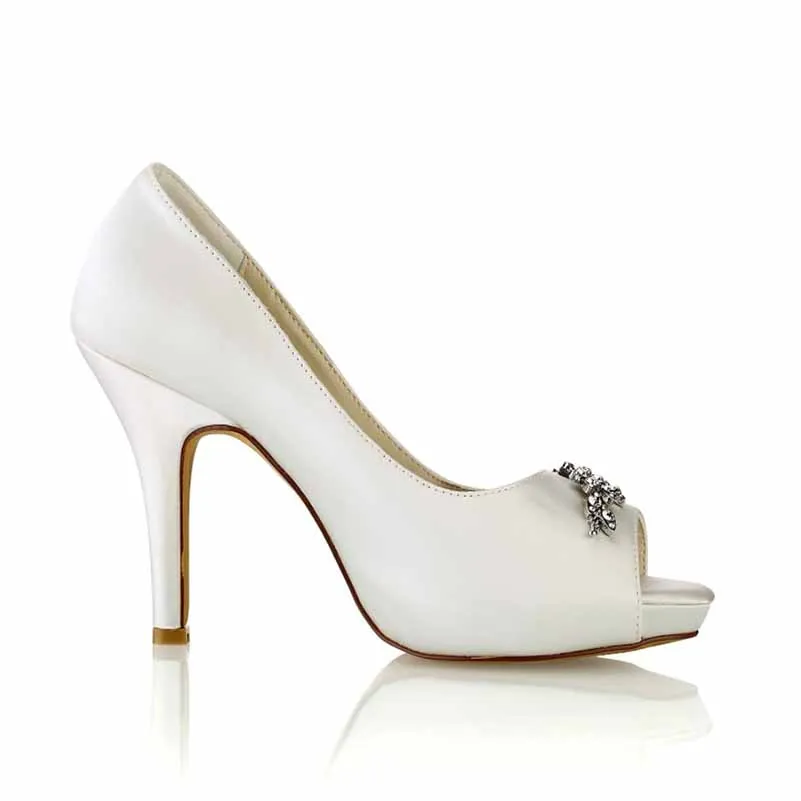 Beaded Wedding Shoes Peep Toe Stiletto Trendy Bridal Heels