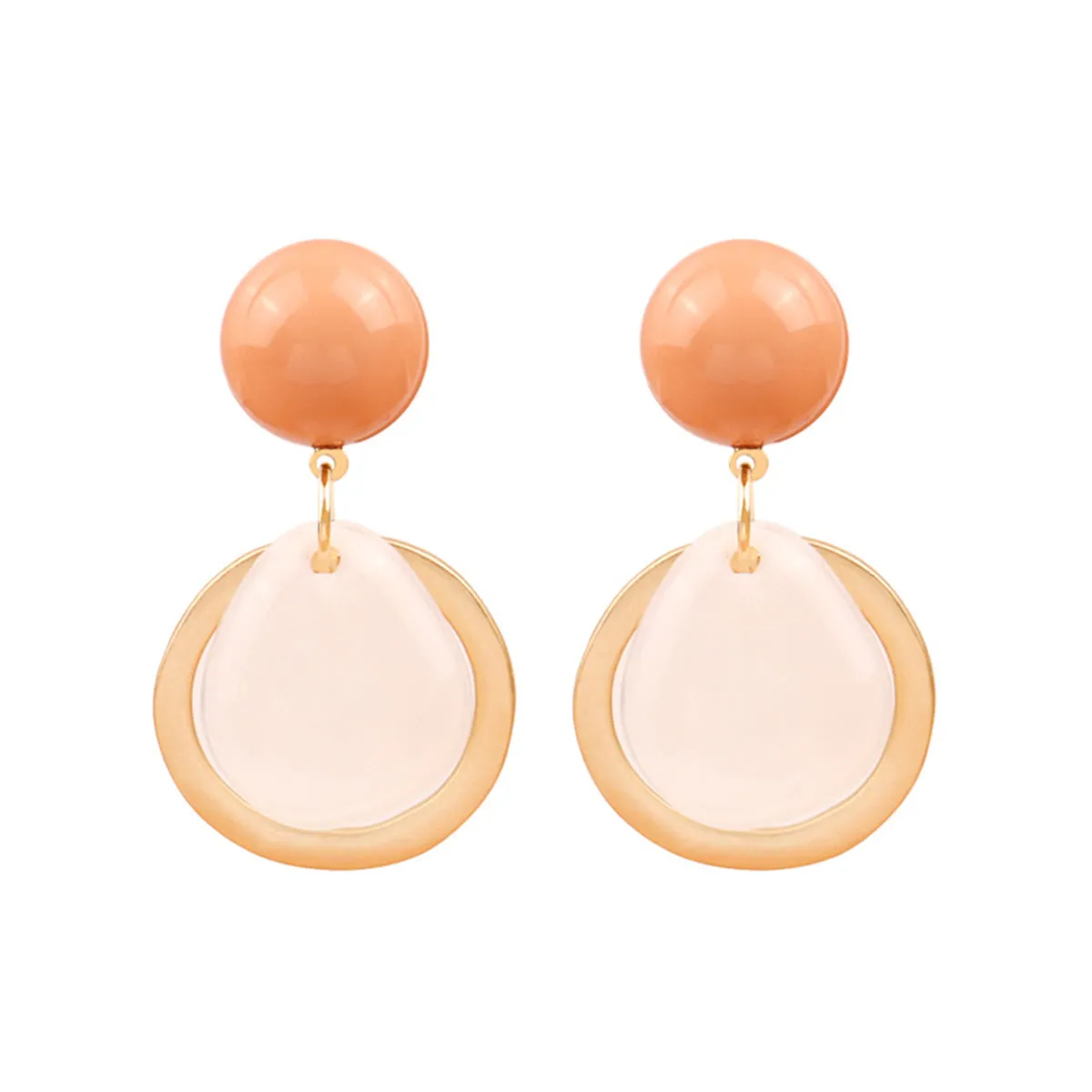Beige & 18K Gold-Plated Two-Tier Drop Earrings