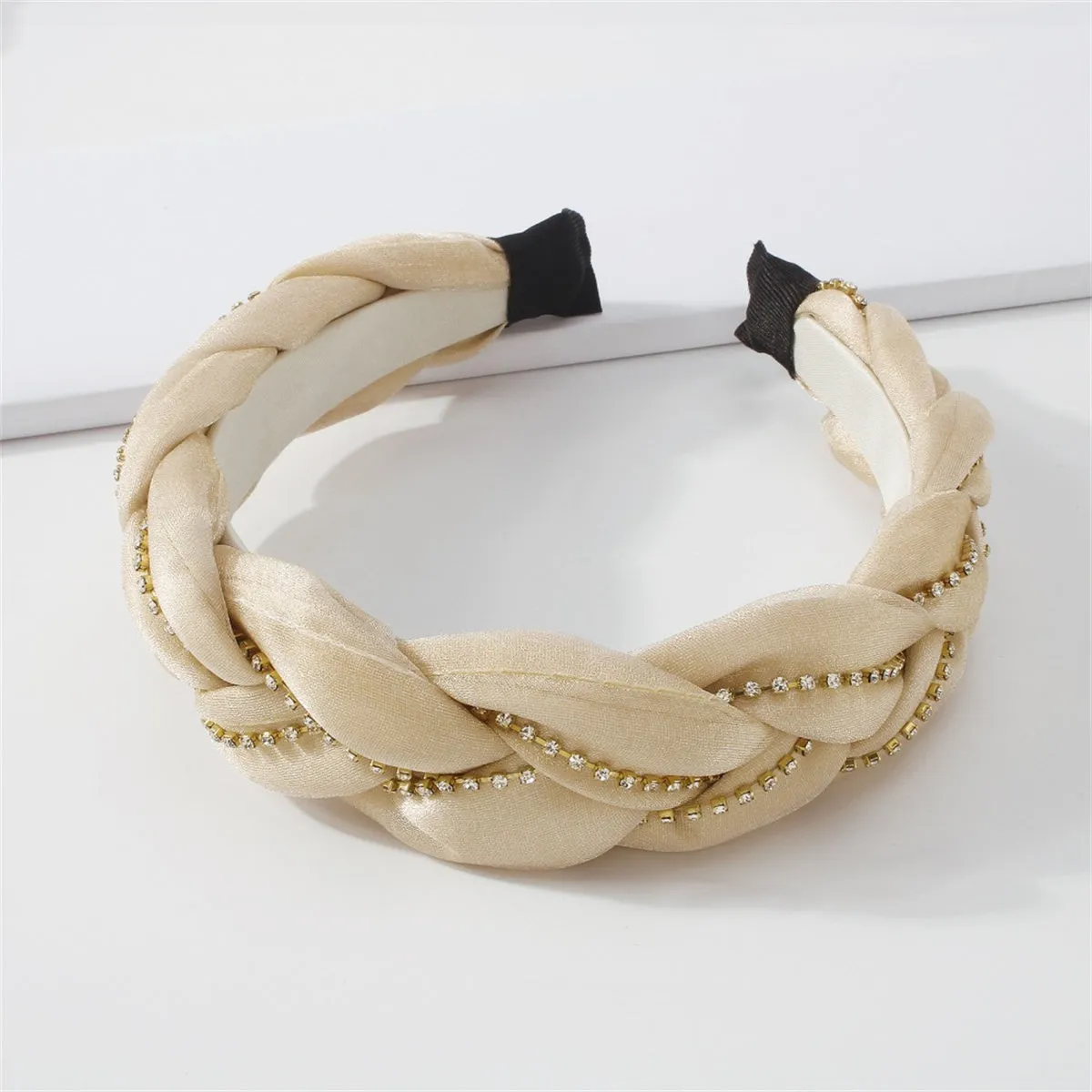 Beige & Cubic Zirconia 18K Gold-Plated Twisted Headband