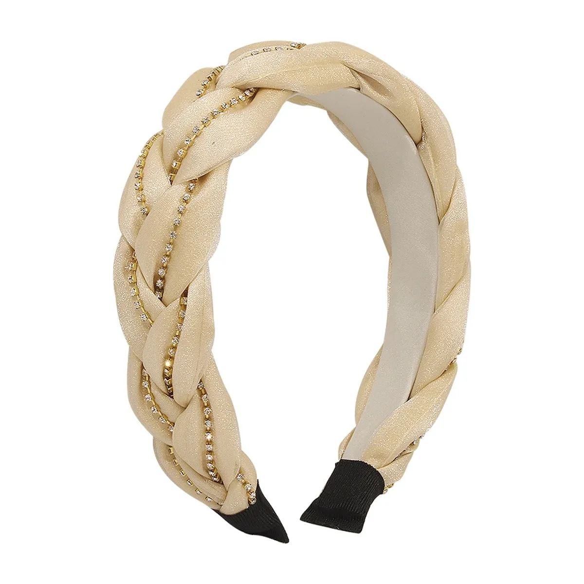 Beige & Cubic Zirconia 18K Gold-Plated Twisted Headband