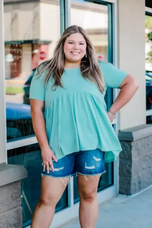 Believe in Me Babydoll Top in Dusty Green