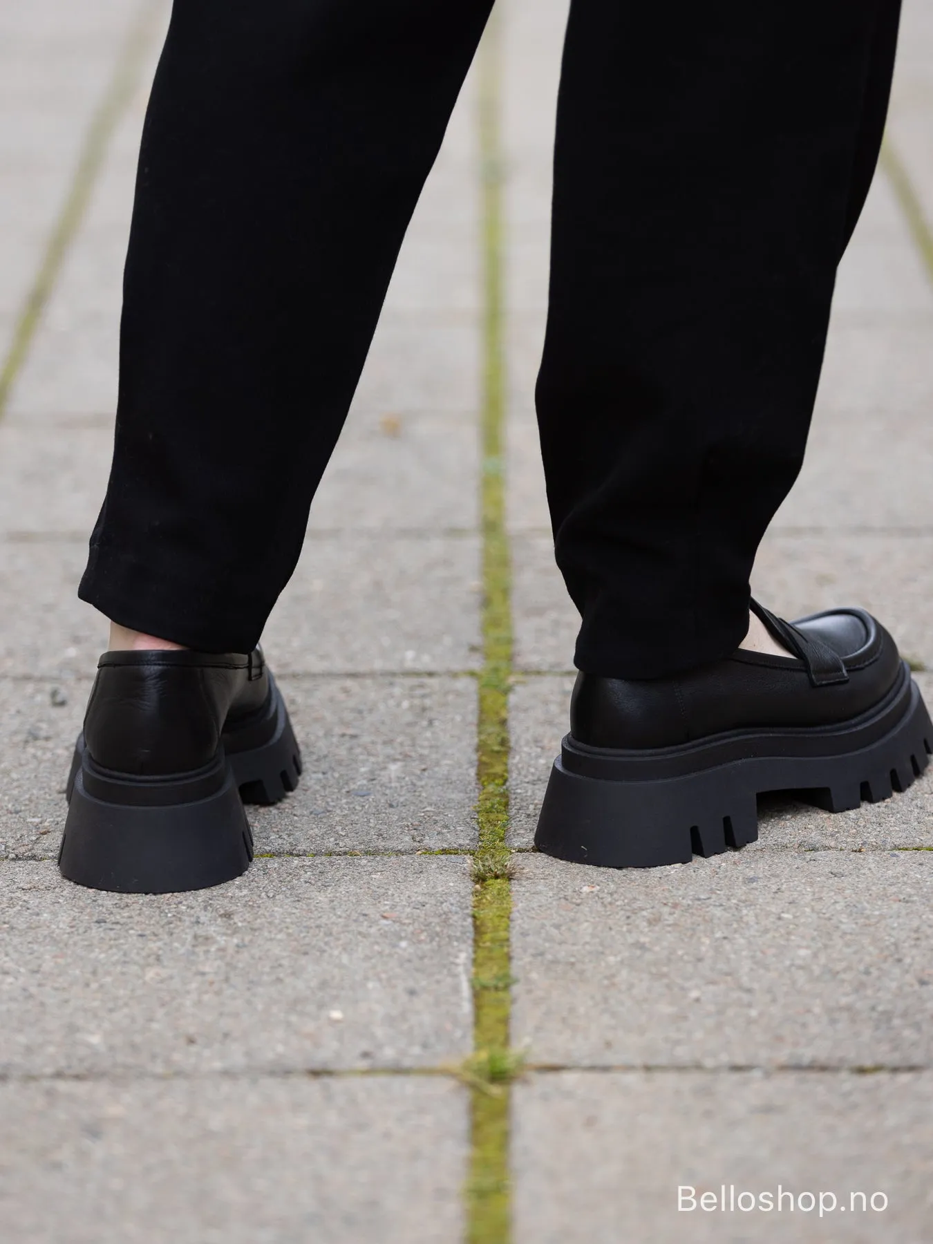 Bello Sort loafers med kraftig såle