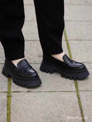Bello Sort loafers med kraftig såle