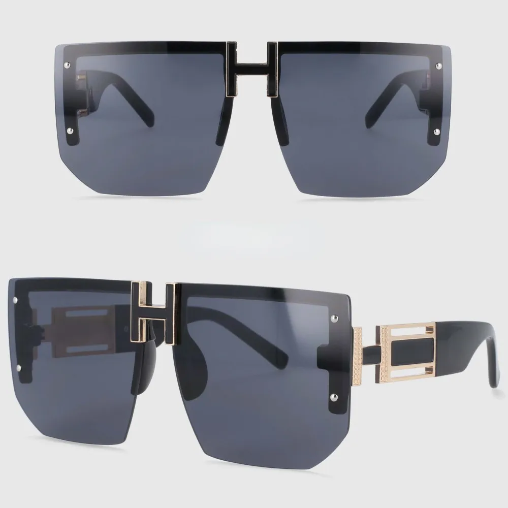 Big Size Rimless Polygon Ladies Sunglasses Brand Design Fashion Men Women's Shades UV400