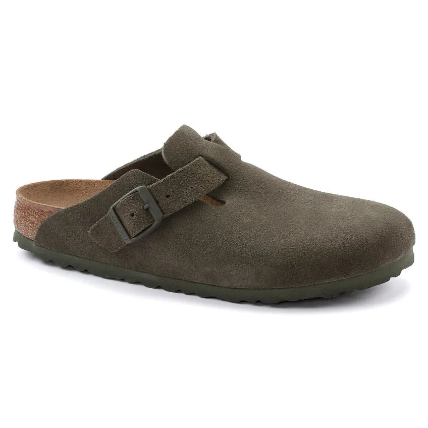 Birkenstock Boston Suede Clog in Latte & Thyme available in Narrow Widths