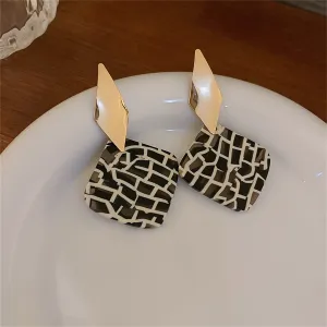 Black Acrylic & 18K Gold-Plated Geometric Rhombus Drop Earrings
