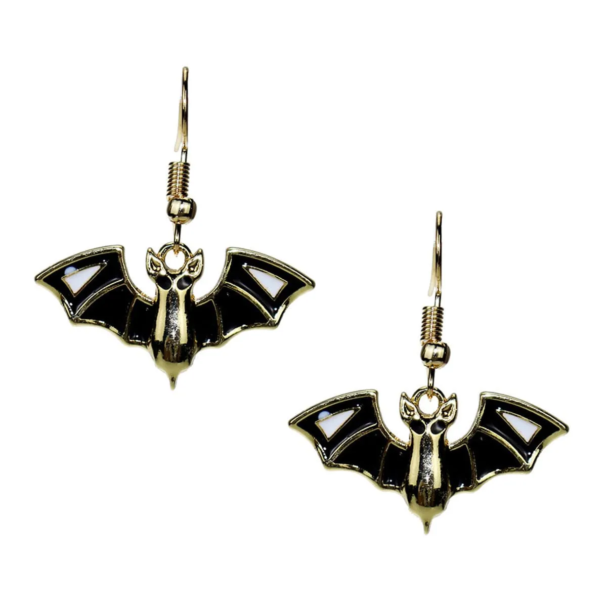 Black & 18K Gold-Plated Bat Pendant Necklace & Drop Earrings