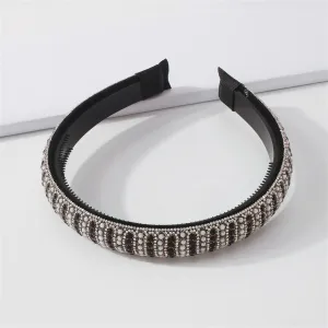 Black & Cubic Zirconia Stripe Hard Headband