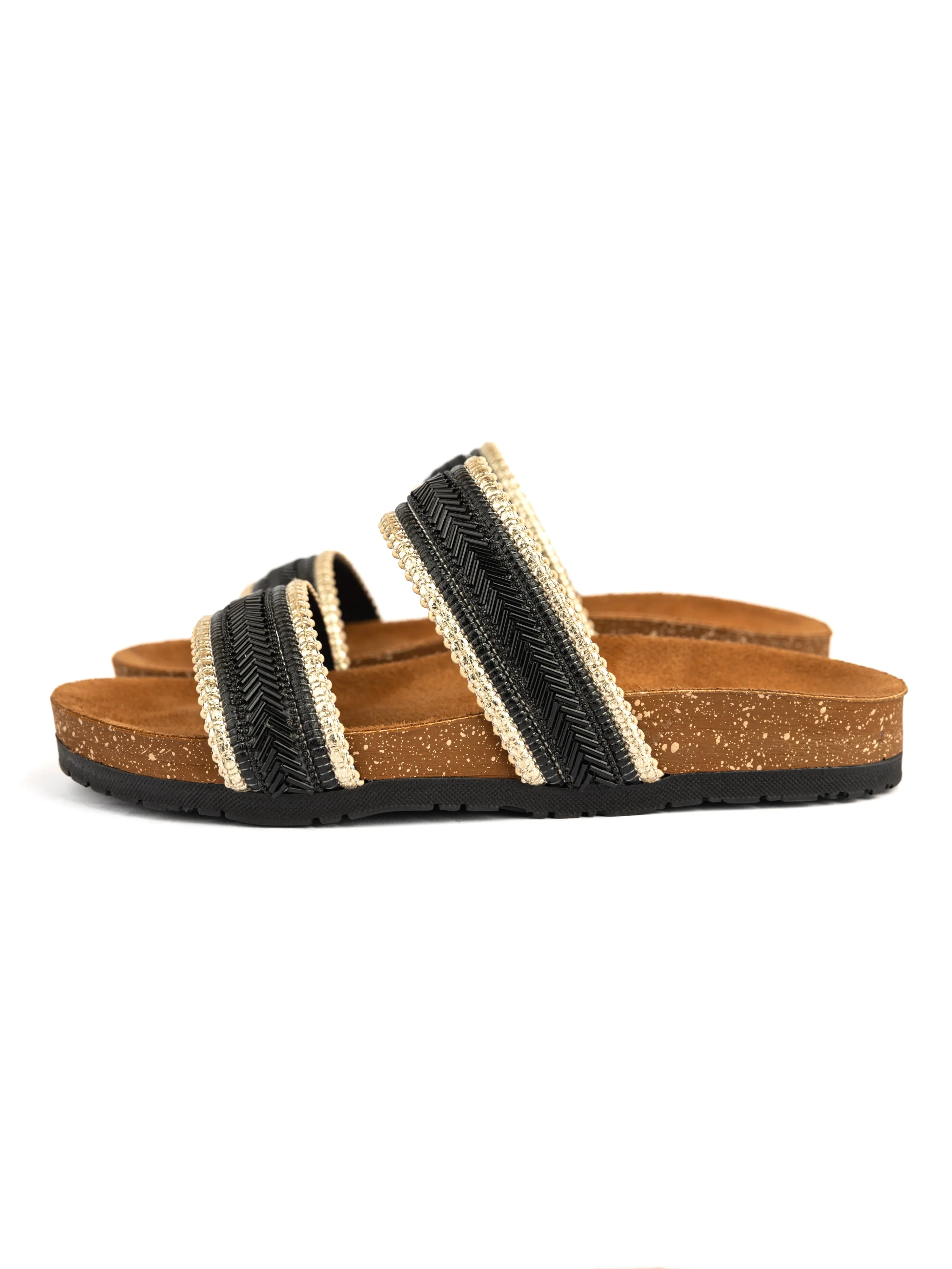 Black Beaded Double Strap
