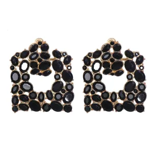 Black Crystal & Cubic Zirconia 18K Gold-Plated Drop Earrings