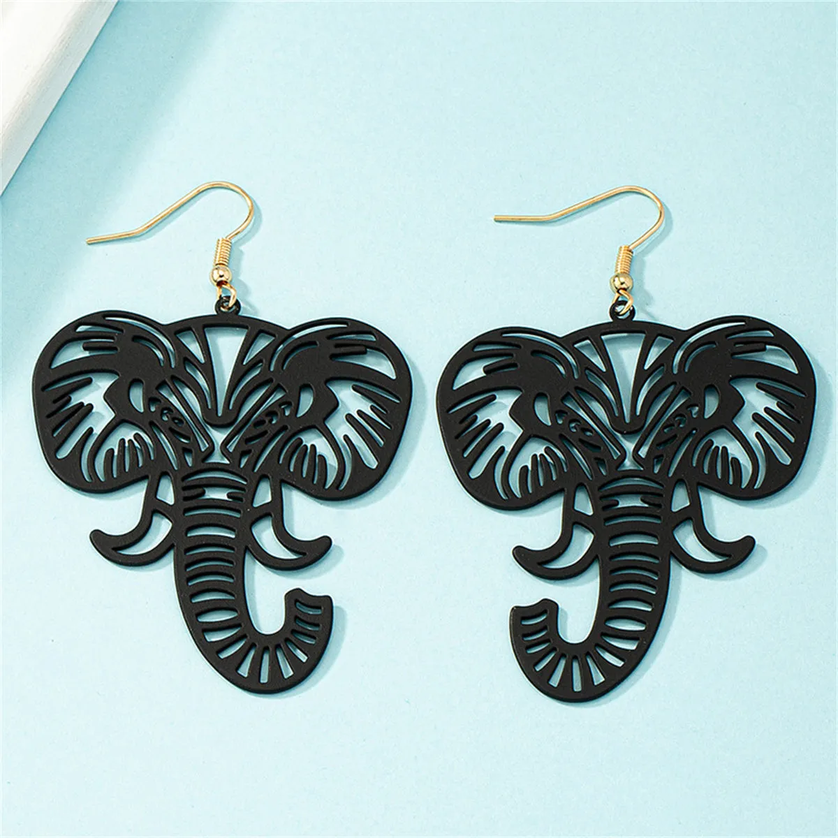 Black Enamel & 18K Gold-Plated Elephant Drop Earrings