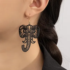 Black Enamel & 18K Gold-Plated Elephant Drop Earrings