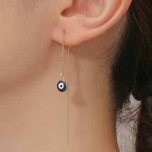 Black Enamel & 18K Gold-Plated Eye Ear Threaders