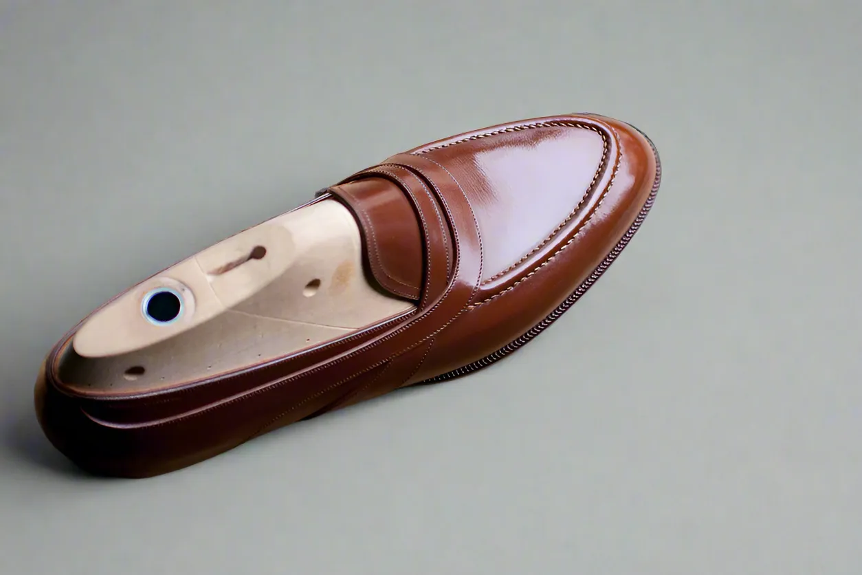 Black Leather Slip On Crossed Component Loafers - Loafers