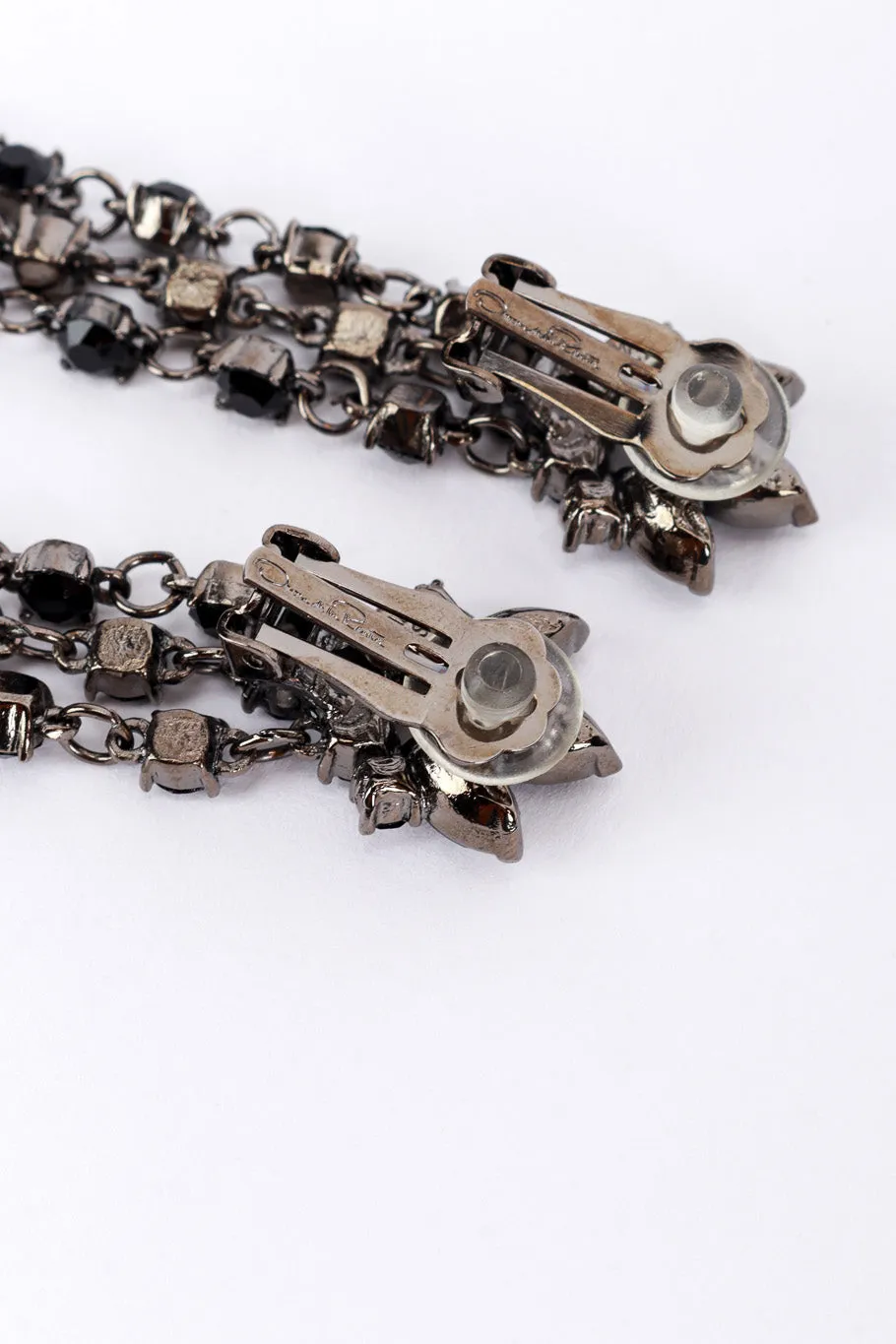 Black Marquise Rhinestone Fringe Earrings