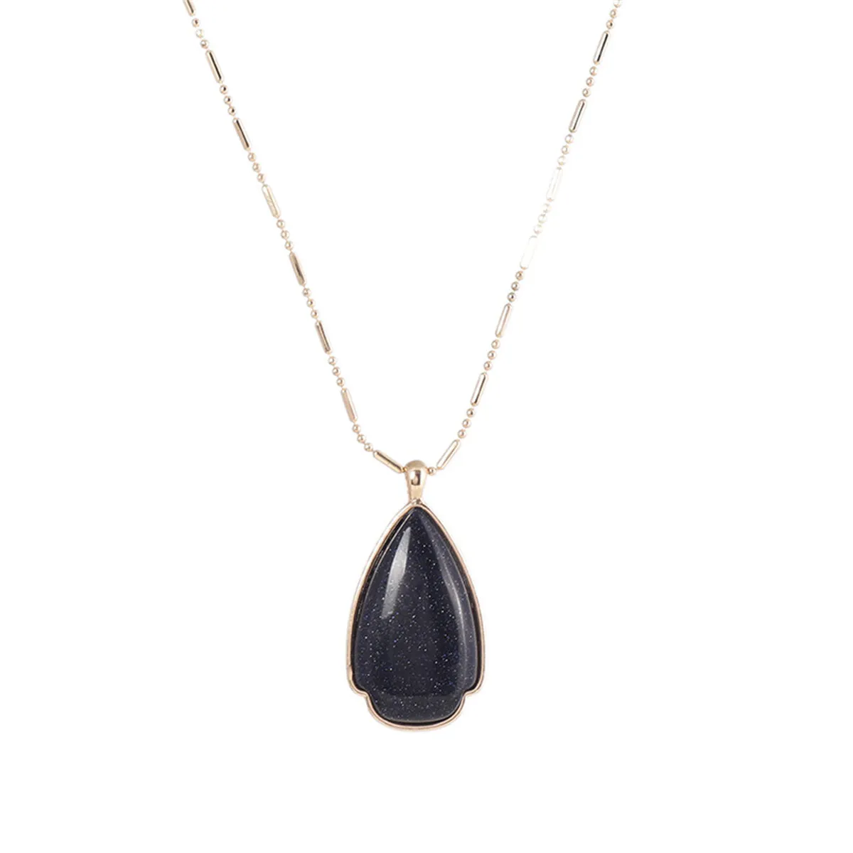 Black Quartz & 18K Gold-Plated Drop Pendant Necklace
