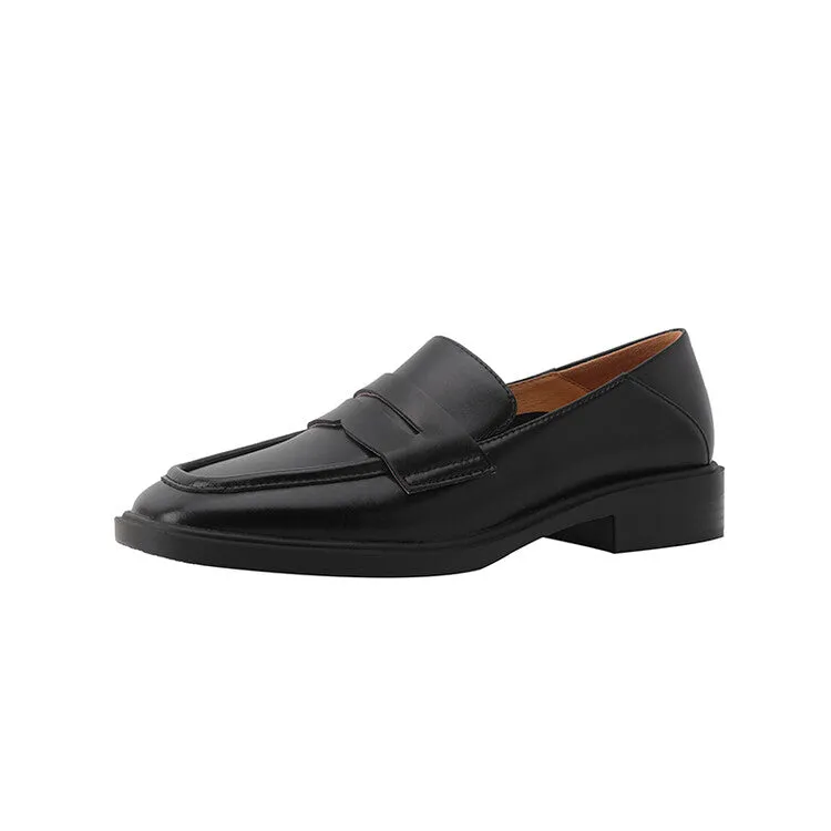Black Square Toe Strap Loafers #001130C
