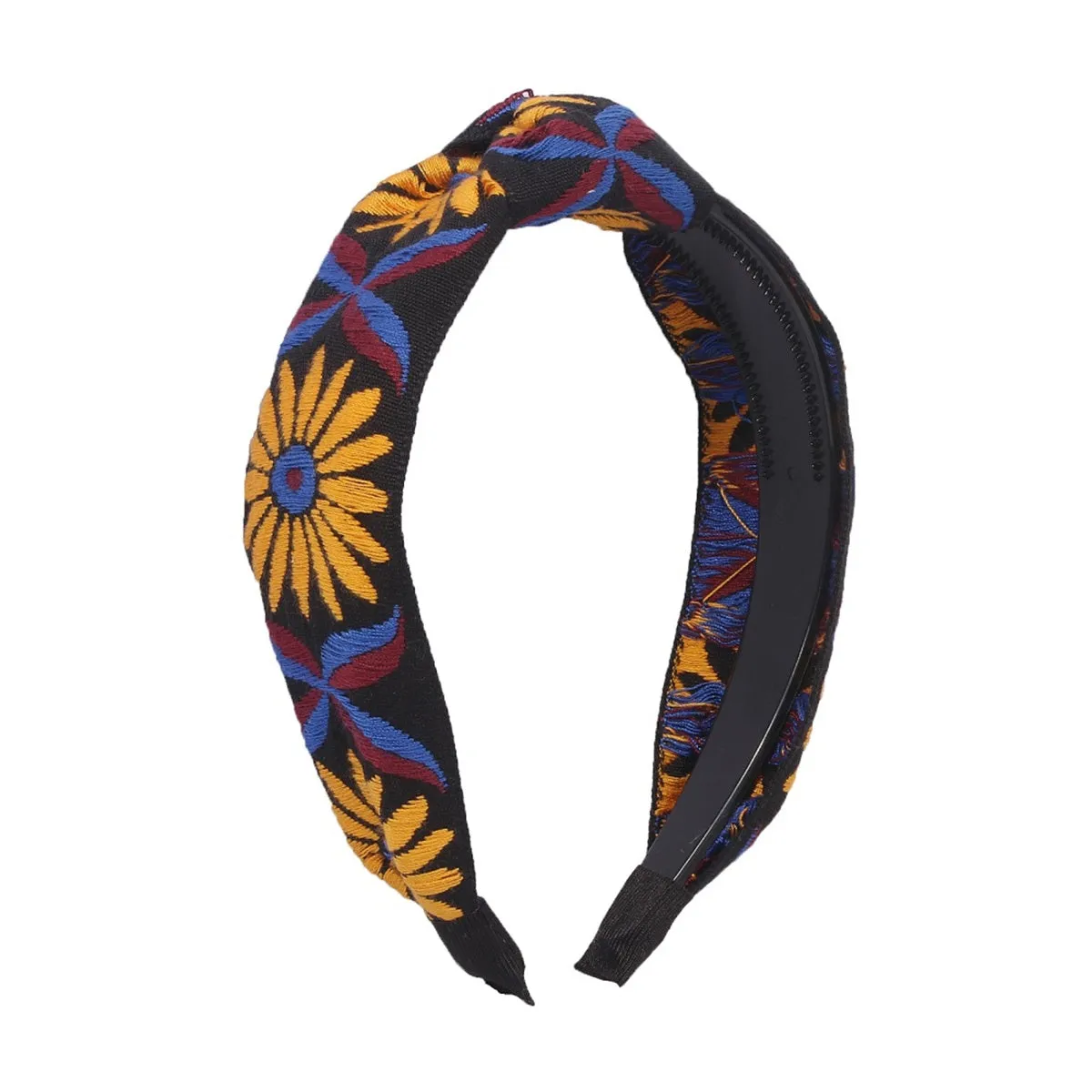 Black Sunflower Knot Hard Headband
