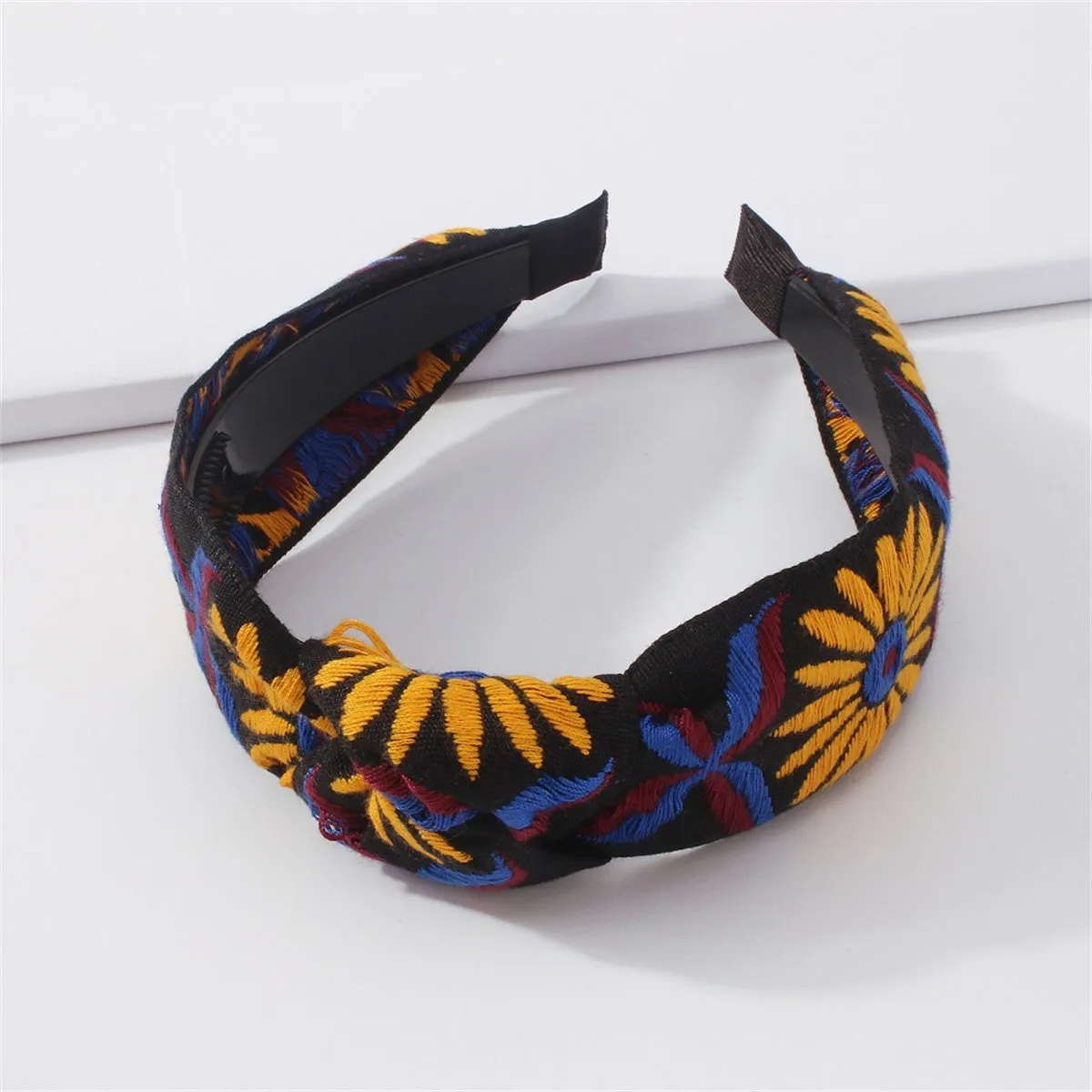 Black Sunflower Knot Hard Headband