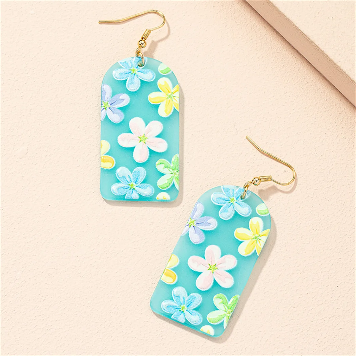 Blue Acrylic & 18K Gold-Plated Floral Drop Earrings