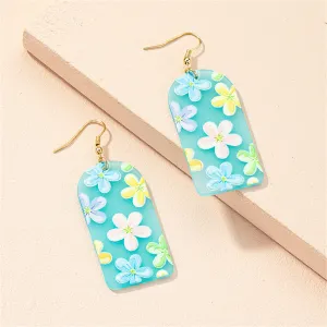Blue Acrylic & 18K Gold-Plated Floral Drop Earrings