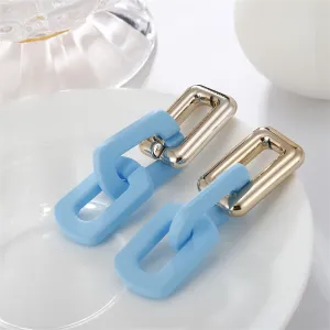 Blue Acrylic & 18K Gold-Plated Link Chain Drop Earrings