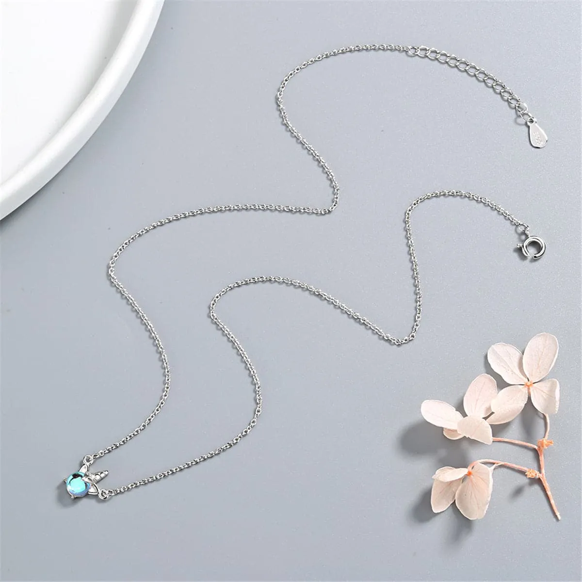 Blue Crystal & Cubic Zirconia Unicorn Pendant Necklace