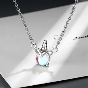 Blue Crystal & Cubic Zirconia Unicorn Pendant Necklace