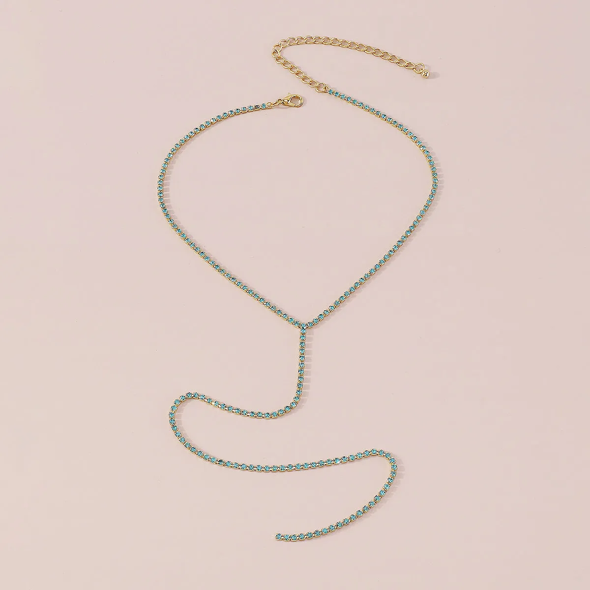 Blue Cubic Zirconia & 18K Gold-Plated Lariat Necklace
