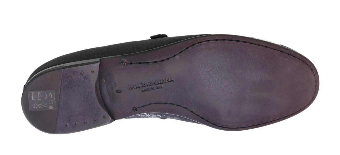 Blue Denim Caiman Roses Print Loafers