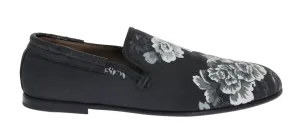 Blue Denim Caiman Roses Print Loafers