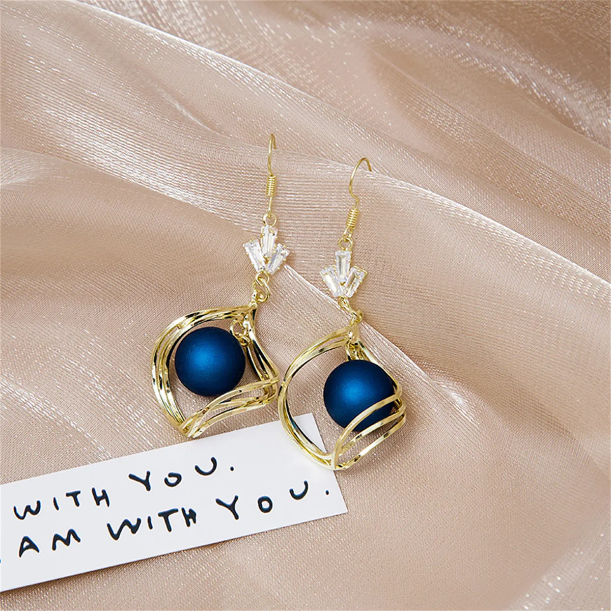 Blue Resin & Clear Crystal 18K Gold-Plated Swirl Drop Earrings