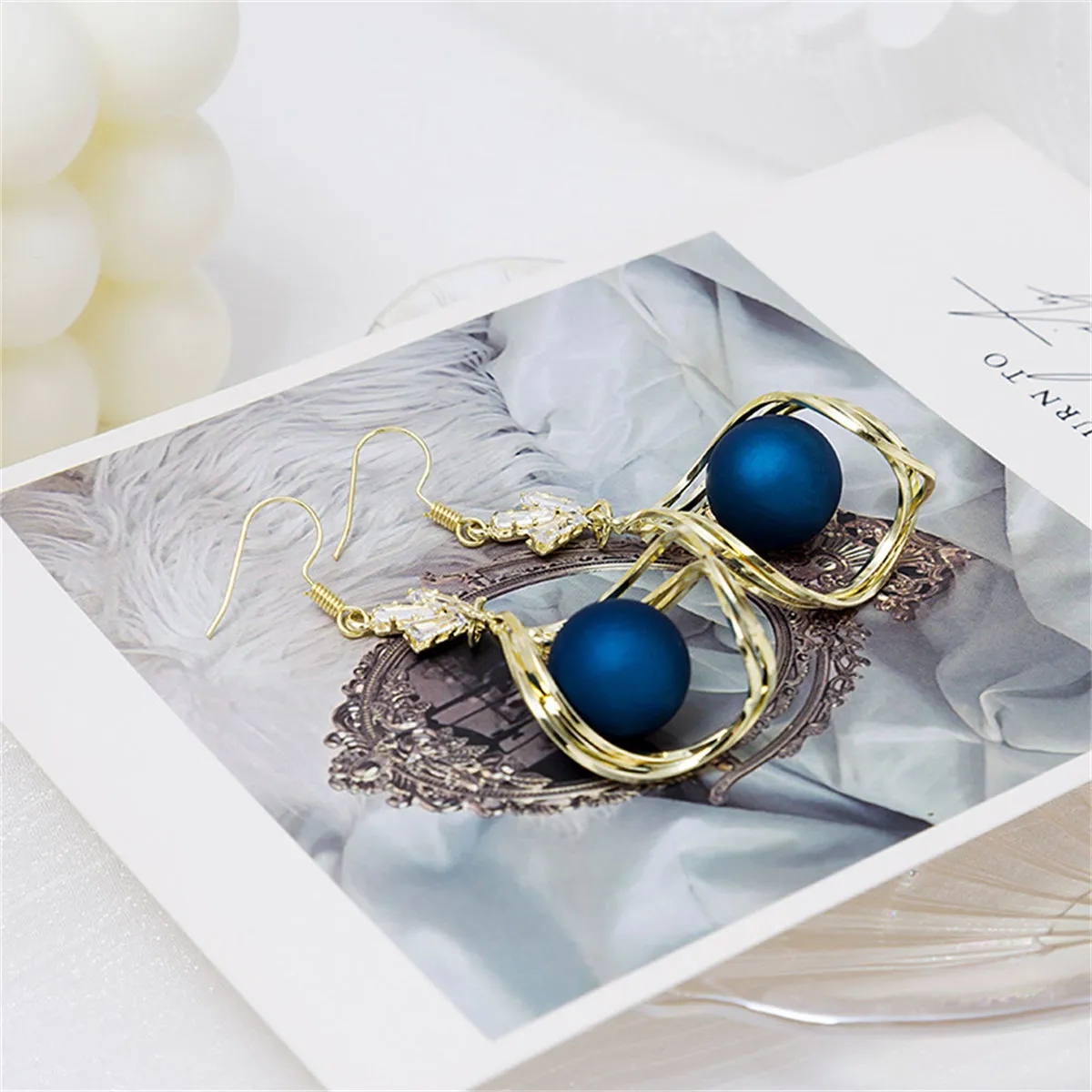 Blue Resin & Clear Crystal 18K Gold-Plated Swirl Drop Earrings