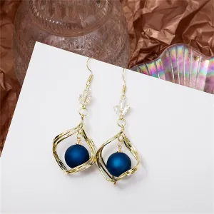 Blue Resin & Clear Crystal 18K Gold-Plated Swirl Drop Earrings