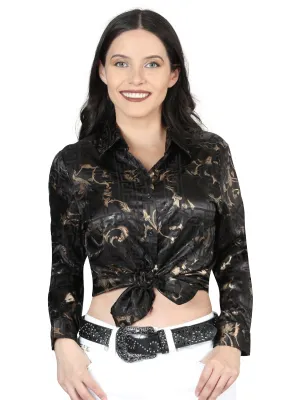 Blusa Casual Manga Larga Estampada Negro para Mujer 'El Señor de los Cielos' - ID: 44598