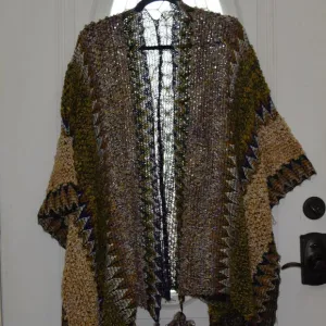 BOHEMIAN Women's Colorful Knit Shawl Rauna with Tassels One Size Fits Most